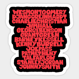 Jazz Legends in Type: The Jazz Gutarists Sticker